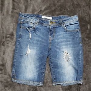 LIFE IN PROGRESS DISTRESSED JEAN SHORTS DESTROYED